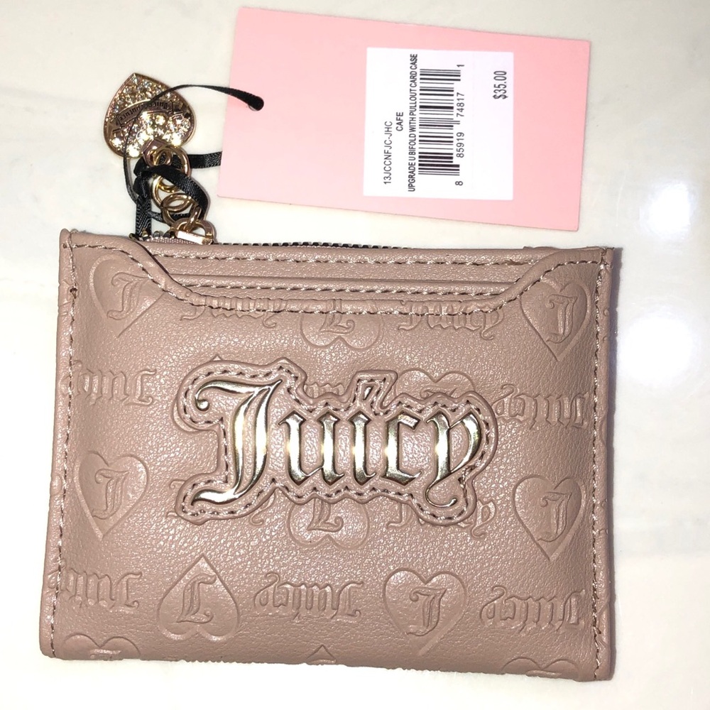 Juicy Couture Cafe Upgrade U Faux Leather Bifold Wallet With Pullout CC Case NWT